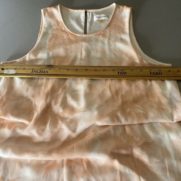 CALVIN KLEIN Dress Floral A-Line Sleeveless Sheer Overlay Womens 12 Pink White - Picture 5 of 8
